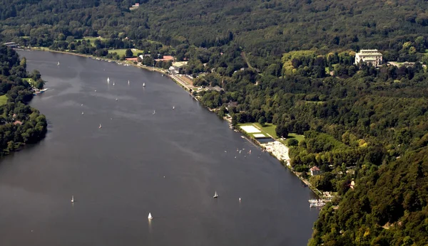 Ruhrgebiet Lago Baldeney Essen Con Hugel Villa Casa Familiar Familia — Foto de Stock