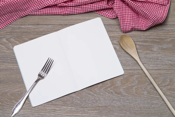 Libro Recetas Con Tenedor — Foto de Stock