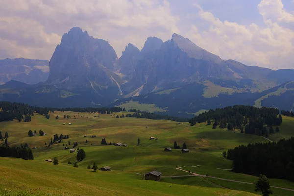 Langkofel Sasso Lungo Plattkofel Sasso Piatto Jałmużna Seiser — Zdjęcie stockowe