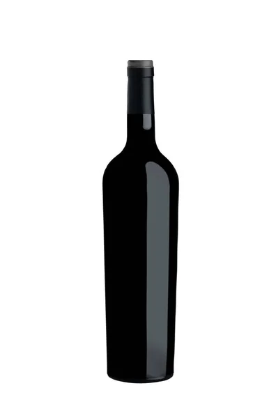 Bouteille Vin Isolée Sur Fond Blanc — Photo