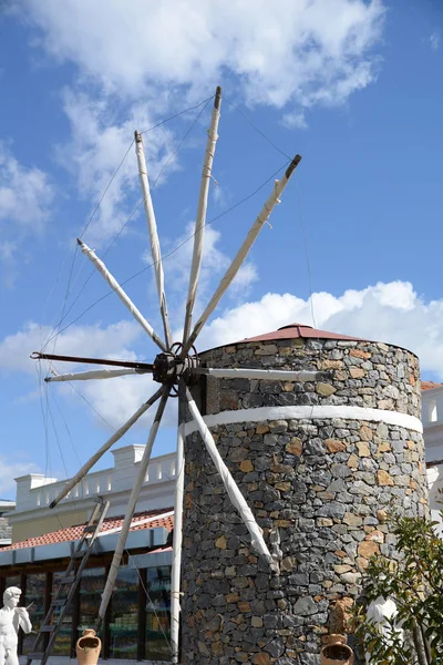 Molino Viento Meseta Lasithi Lassithi Creta Verde Molino Viento Tradicional — Foto de Stock