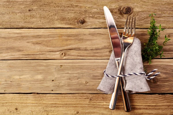 Cubertería Bávara Mesa Madera Con Espacio Para Oktoberfest Otros Festivales — Foto de Stock