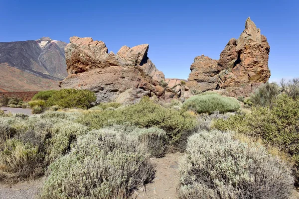 Formação Educação Parque Nacional Del Teide Tenerife Parte Trás Pico — Fotografia de Stock