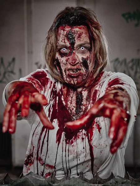 Zombie Man Halloween Kostym — Stockfoto