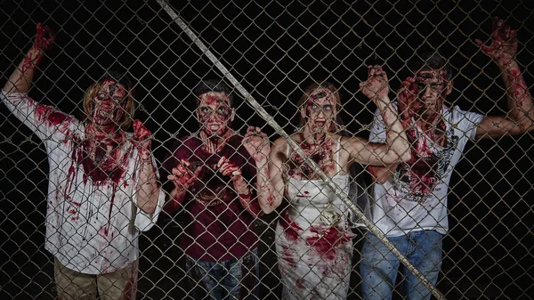 Zombies Hinter Dem Zaun Gefangen — Stock Photo, Image