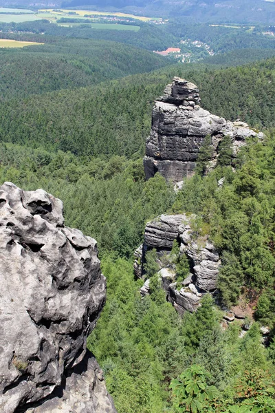 Aussichtsfelsen Floresta Montanhas Arenito Elba Saxon Switzerland — Fotografia de Stock