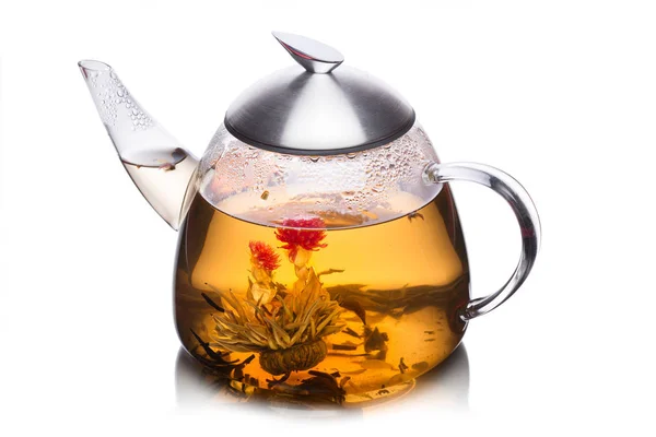 Chá Cheio Chá Ervas Com Flor Florescente Alimentação Saudável Chá — Fotografia de Stock