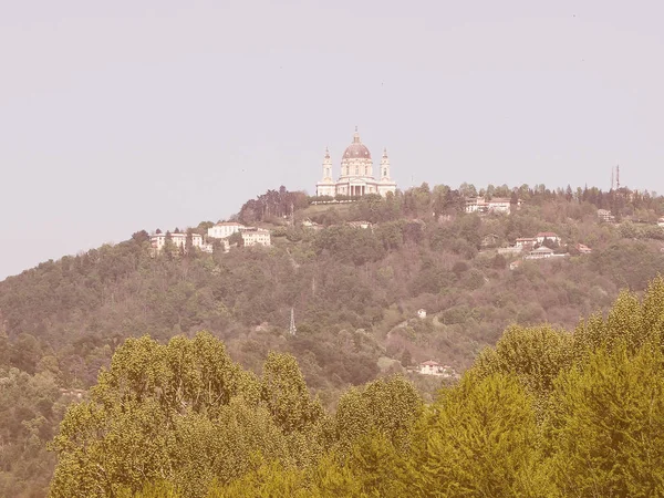 Vista Sulle Colline Che Circondano Città Torino Con Basilica Superga — Foto Stock