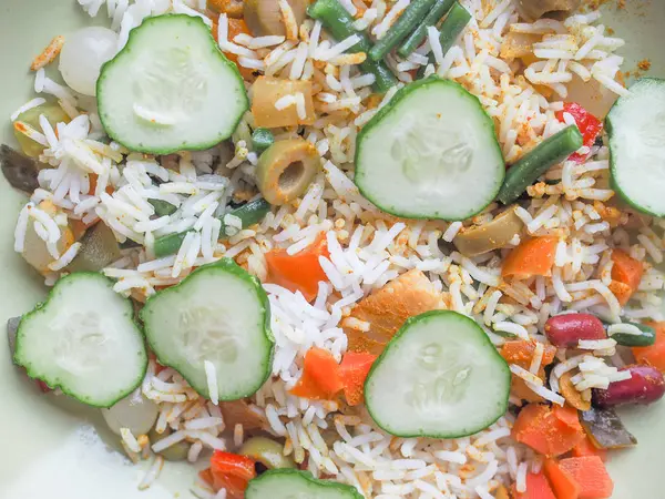 Arroz Curry Con Verduras Temporada Comida India Vegetariana — Foto de Stock