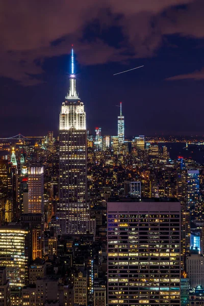 Νέα Υόρκη Από Την Κορυφή Του Βράχου Νύχτα — Φωτογραφία Αρχείου