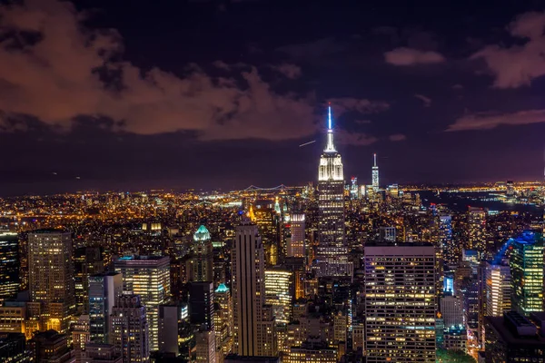 New York Från Toppen Klippan Natten — Stockfoto