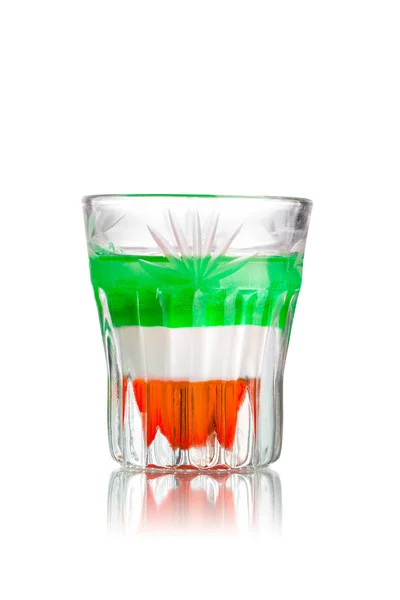 Italian Flag Alcoholic Cocktail Shot Glass Shooter — Stock Photo, Image