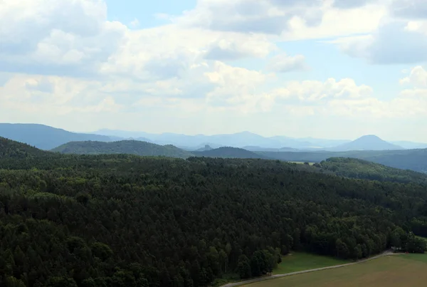 Výhled Lesy Hory Saxon Švýcarsko Malerweg — Stock fotografie