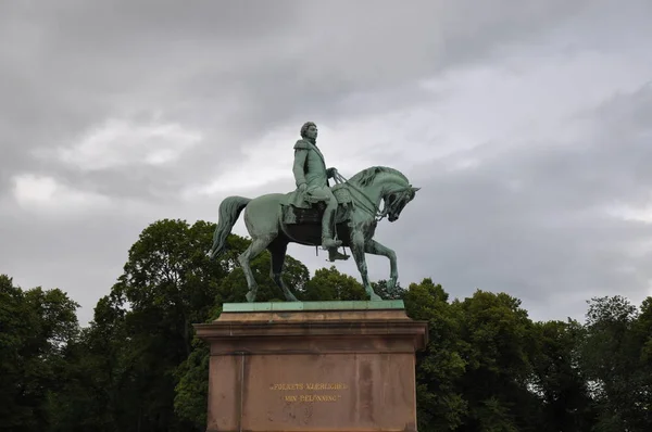 Estatua Ecuestre Del Rey Carl Xiv Johan Oslo Norway — Foto de Stock