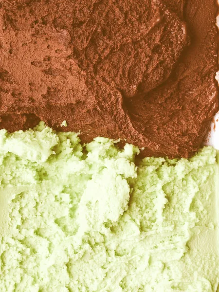 薄荷巧克力味冰淇淋的古董外观细节 — 图库照片