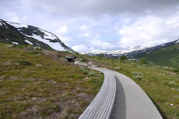 Aurlandsfjellet Highlands Pass Path Hiking Trail — Stock Photo, Image