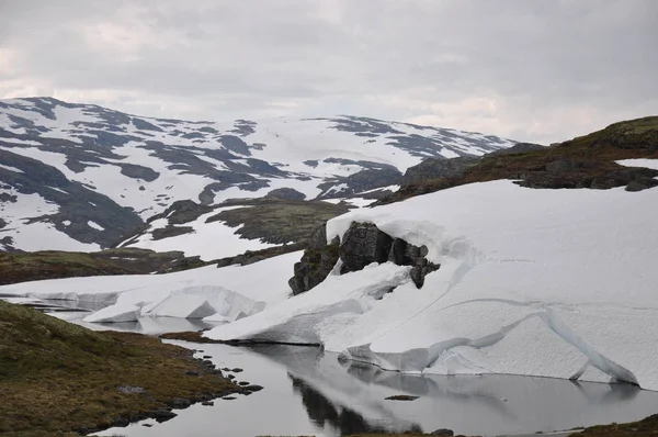Aurlandsfjellet Höglandet Passerar Berg Snö Berg — Stockfoto