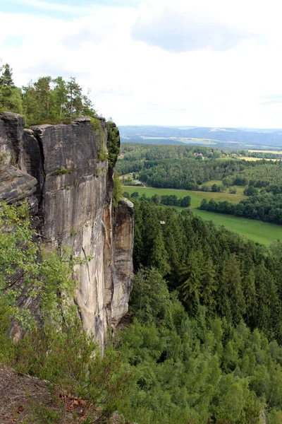 Pfaffenstein Montagna Tavolo Montagne Arenaria Dell Elba Sassonia Svizzera — Foto Stock