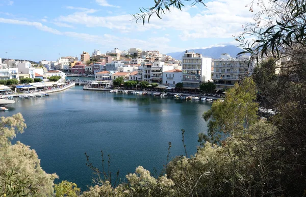 Bateaux Agios Nikolaos Crete Agios Nikolaos Voulismeni Lac Lac Voulismenis — Photo