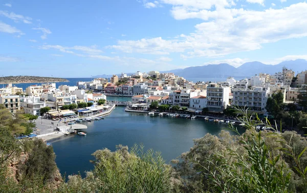 Barcos Agios Nikolaos Crete Agios Nikolaos Lago Voulismeni Lago Voulismenis — Fotografia de Stock