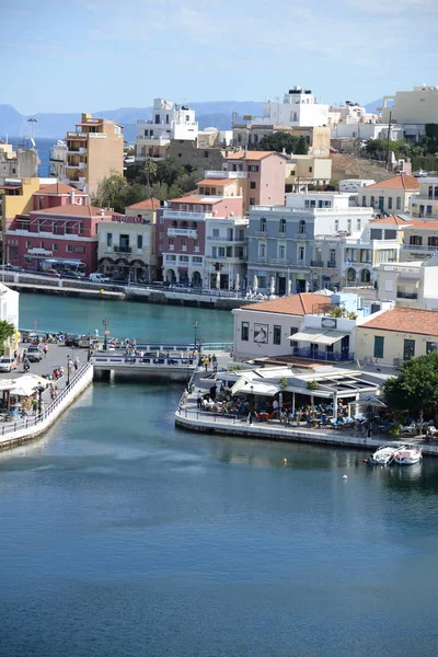 Barche Agios Nikolaos Creta Agios Nikolaos Voulismeni Lago Lago Voulismenis — Foto Stock