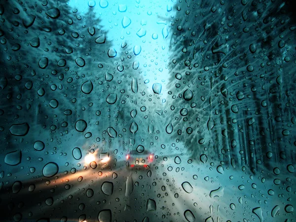 Slecht Weer Een Winterweg — Stockfoto