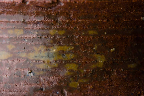 Makroaufnahme Der Textur Auf Einer Braunen Keramikvase — Stockfoto