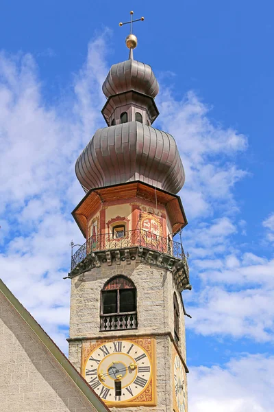 Iglesia Lluvia Torre Cebolla Schlossberg Bruneck Tirol Del Sur — Foto de Stock