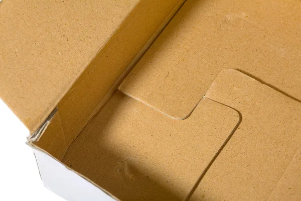Картонная Коробка Внутри Изолированная Белом Фоне — стоковое фото