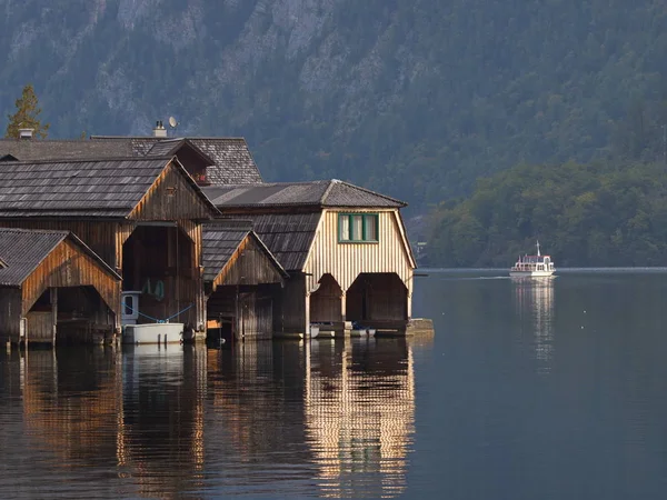 Boathouses Lake Hallstatt — Stock Photo, Image