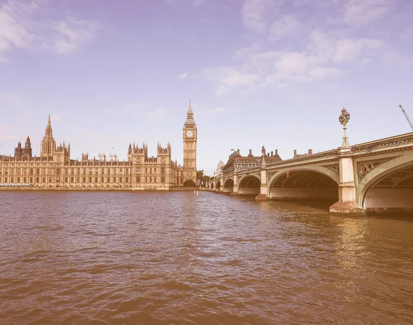 Vintage Looking Houses Parliament Aka Westminster Palace London — Stock Photo, Image