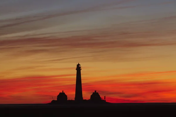 Faro Westerhever Germania Schleswig Holstein Frisia Settentrionale Fotografato Sera Dopo — Foto Stock