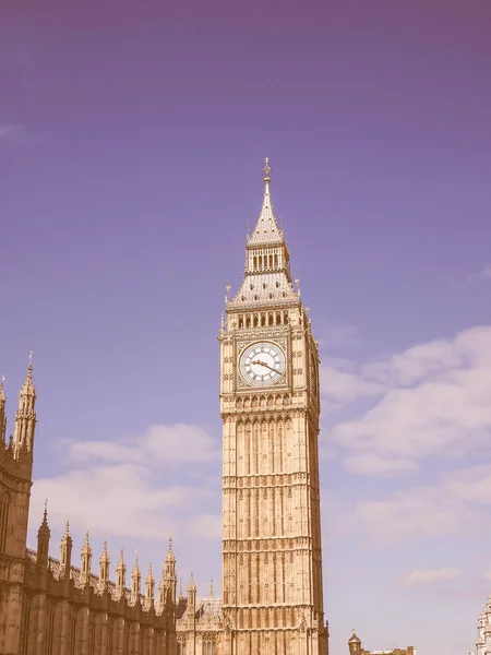 Vintage Cercando Big Ben Alle Camere Del Parlamento Aka Westminster — Foto Stock