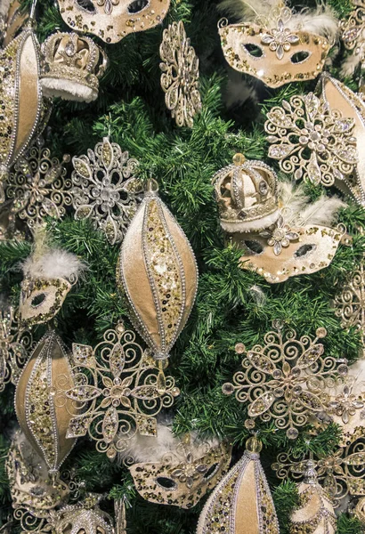Ornamenten Een Kerstboom Close — Stockfoto