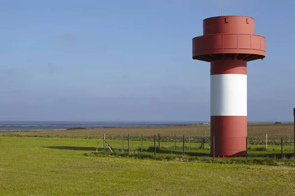 Pequeno Sinalizador Vermelho Branco Está Localizado Sul Ilha Amrum Alemanha — Fotografia de Stock