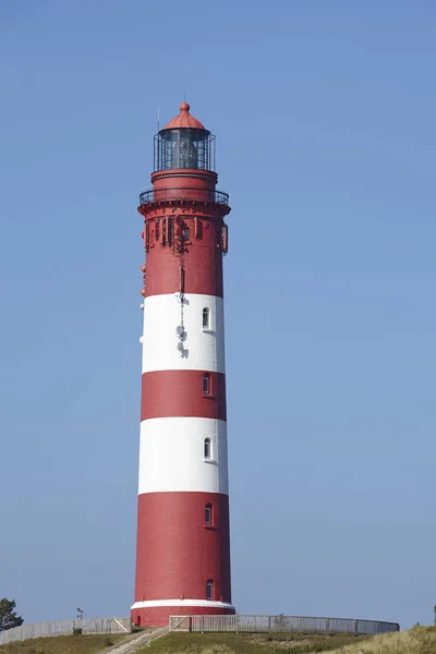 Den Rödvita Ringade Fyren Amrum Ligger Väster Wittduen Och Del — Stockfoto