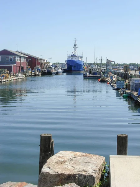 Paysage Port Riverain Avec Des Navires Des Bateaux Portland Maine — Photo