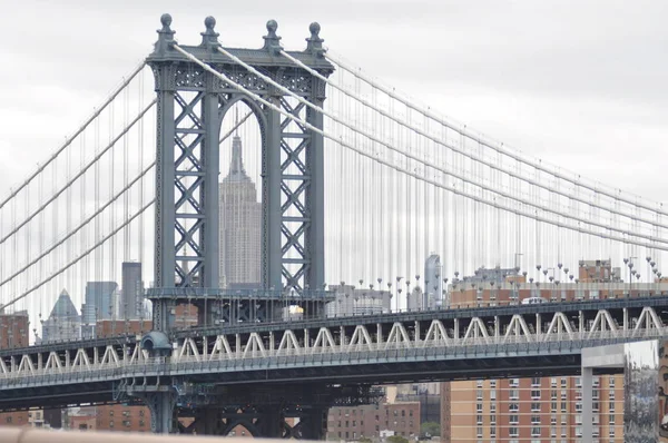 Abd New York Manhattan Köprüsü Von Brooklyn Dumbo Aus — Stok fotoğraf