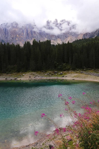 Karersee Lago Carezza Tirol Selatan — Stok Foto