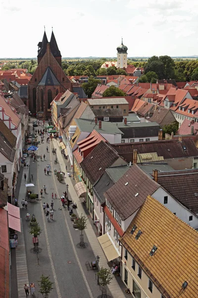 Blick Über Delitzsch Vom Breiten Turm Auf Die Stadtkirche — Stockfoto