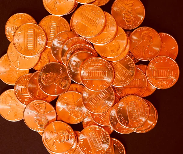 Vintage Guardando Moneta Moneta Centesimo Grano Penny Degli Stati Uniti — Foto Stock