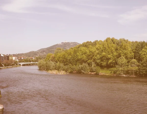 Vintage Looking View Hills Surrounding City Turin Italy Basilica Superga — Stock Photo, Image