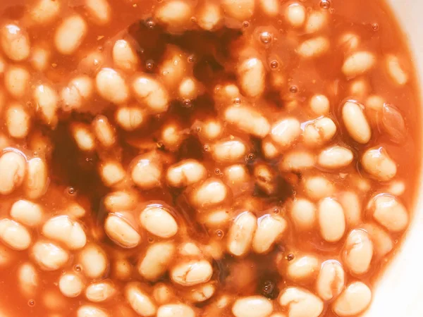 Dettaglio Vintage Dei Fagioli Forno Salsa Pomodoro Utile Come Sfondo — Foto Stock