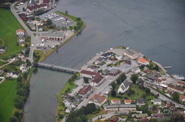 Aurland Fjord Fjord Norge Stad Hus — Stockfoto