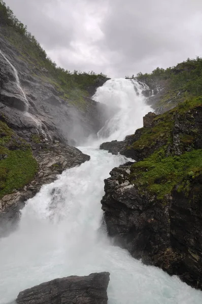 Флем Железнодорожный Водопад Kjosfossen Norway — стоковое фото