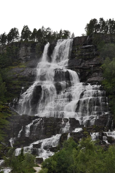 Wodospad Tvinnefossen Voss Hopland Norwegia — Zdjęcie stockowe