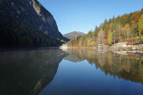 Autumn Morning Lake Tristach Tyrol — Stock Photo, Image