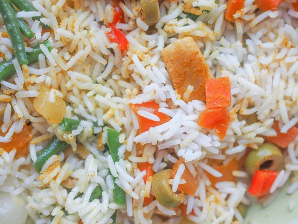 Arroz Caril Com Legumes Estação Vegetariano Comida Indiana — Fotografia de Stock