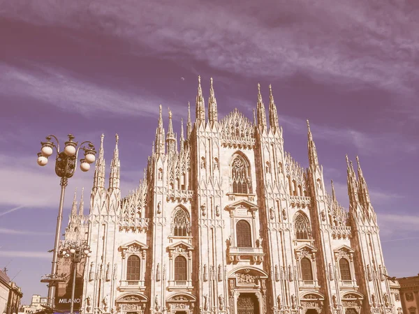 Vintage Looking Milan Cathedral Aka Duomo Milano Gothic Church — Stock Photo, Image