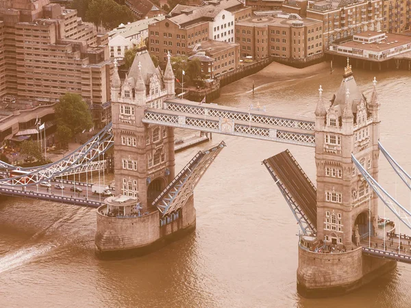 Vista Aérea Vintage Tower Bridge Londres Reino Unido — Fotografia de Stock